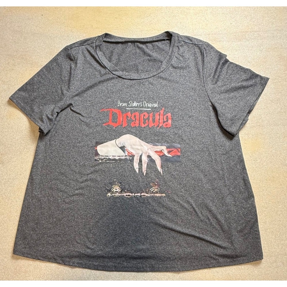 SHEIN Curve Dracula Graphic Tee Heather Gray Short Sleeve Shirt 1XL-2372